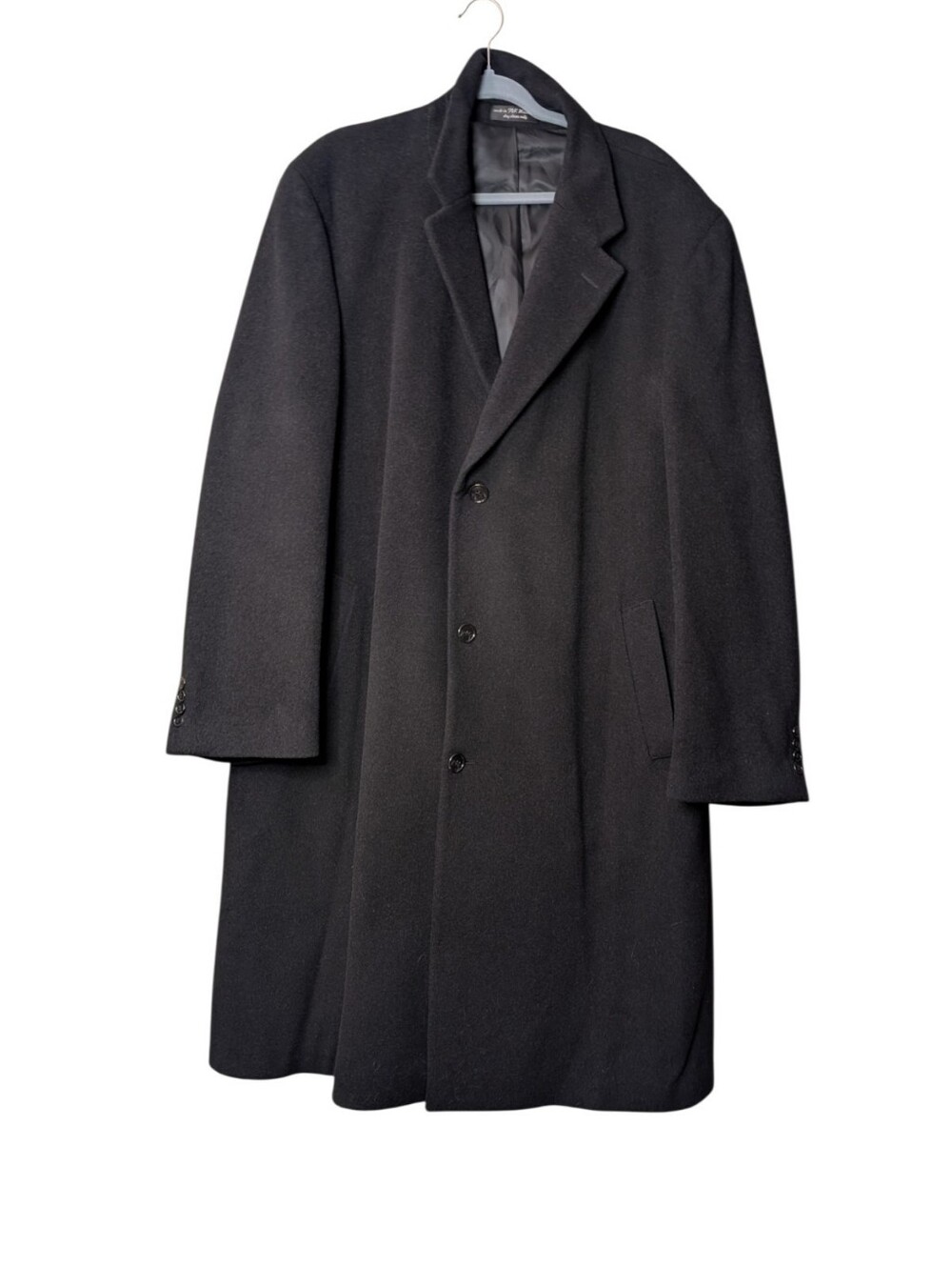 Vintage Saks Fifth Avenue Men's Cashmere Blend Overcoat Black Woven in Italy L46